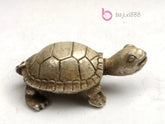 65mm Retro Tibetn Silver Handcarved Longevity Turtle Statue Paperweight Ornament 07FC0E-D4 - KOEEK