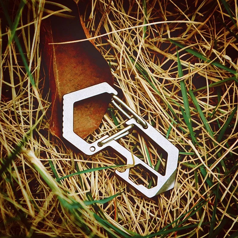 Titanium Alloy EDC Multi Tools Keychain Carabiner Bottle Opener Crowbar Tool 07FC0E-D4 - KOEEK