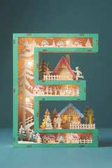 Anthropologie Wonderland Scene Monogram Light-Up Holiday Decoration Letter E ANTHROPOLOGIE - KOEEK