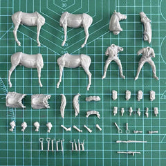 1/35 Resin Model Kit European Cavalry 2 Figures And Horse Unassembled Unpainted 07FC0E-D4 - KOEEK