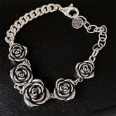 925 Sterling Silver Vintage Roses Flower Chain Bracelet Trendy Style Bangle 07FC0E-D4 - KOEEK