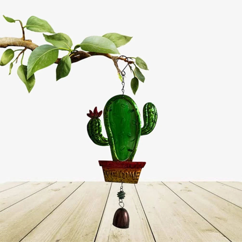 Hanging Wind Chime Color Painting Cactus Iron Bell Pendant Wind Chimes 07FC0E-D4 - KOEEK