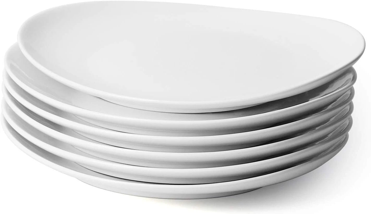 Ceramic 11-Inch Dinner Plate Set of 6 - White Dinner Plates - Scratch Resistant 07FC0E-D4 - KOEEK