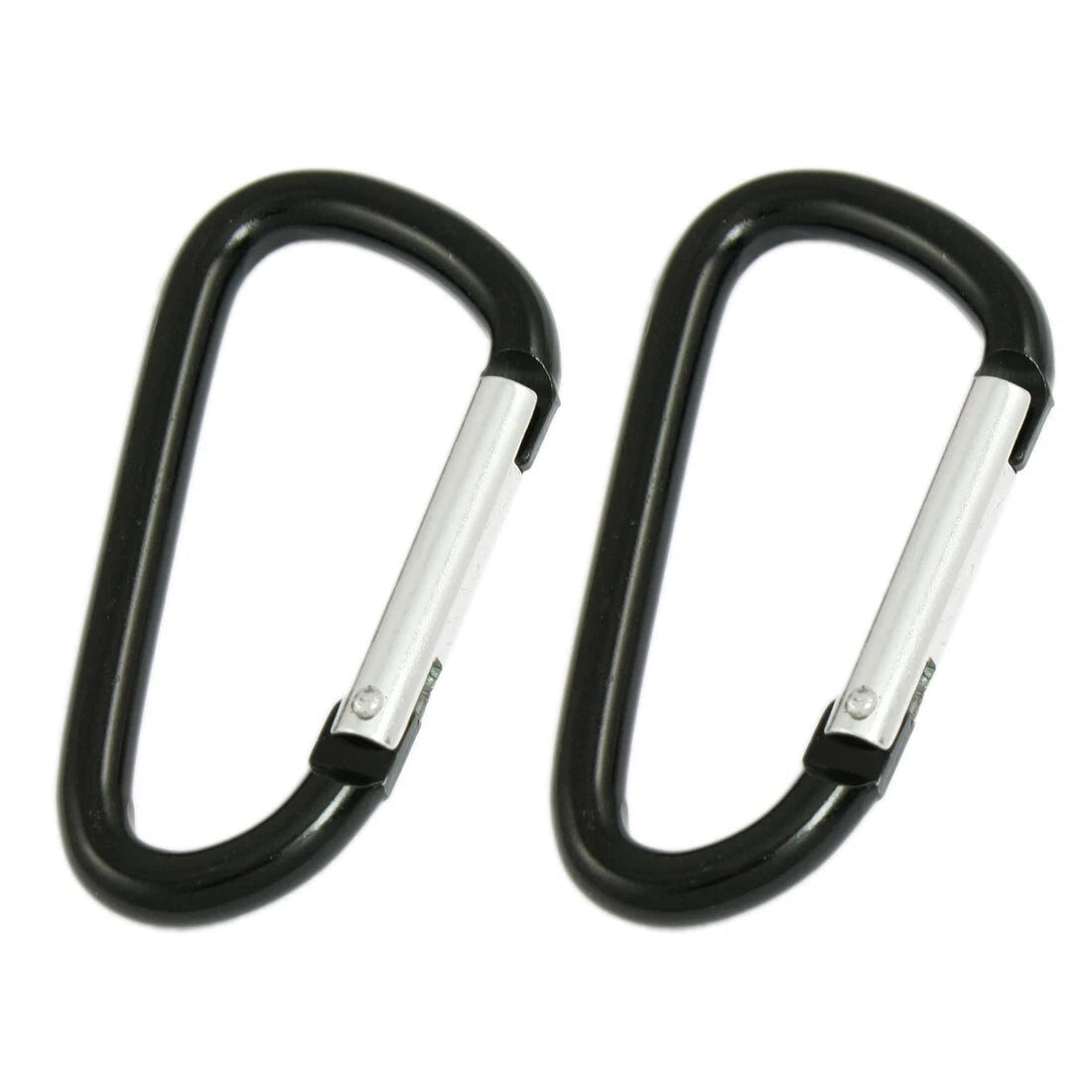 2 Pcs 3" Long Black Aluminum Spring Loaded Gate Fishing Traveling Carabiners 07FC0E-D4 - KOEEK