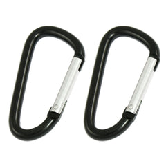 2 Pcs 3" Long Black Aluminum Spring Loaded Gate Fishing Traveling Carabiners 07FC0E-D4 - KOEEK