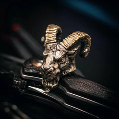 Goat Head Sculpture Bead EDC Pull Keychain Knife Pendant Lanyard Paracord Toys 07FC0E-D4 - KOEEK
