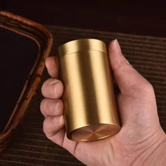 Solid Brass Sealed Tank Tea Caddy Container Portable Metal Storage Box 250g EDC 07FC0E-D4 - KOEEK