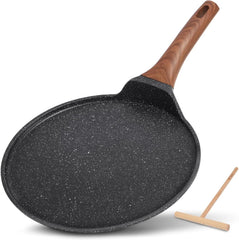 9.5 Inch Crepe Pan with Spreader,Nonstick Ceramic Flat Skillet Dosa Tawa Comales 07FC0E-D4 - KOEEK