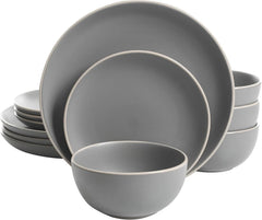 12 Piece Dining Set for 4, Gray Matte - Black Matte - Gray Matte 07FC0E-D4 - KOEEK