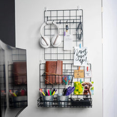 Suspended basket and hook rack | Wall grid accessories 07FC0E-D4 - KOEEK