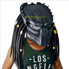 IN US Predator Alien vs Predator Mask Helmet w/ Braid Halloween Cosplay Costume 07FC0E-D4 - KOEEK