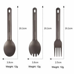 Titanium 3 Fork Spoon Sets Outdoor Camping Tableware Portable Salad SpoonEDCTool 07FC0E-D4 - KOEEK
