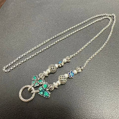 Retro Flower Butterfly Pearl Chain Necklace Pendant Compatible Women 07FC0E-D4 - KOEEK
