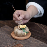 Ceramic Pumpkin Stick Incense Holder Zen Tea Room Home Indoor Decor 07FC0E-D4 - KOEEK