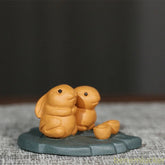 7cm Chinese Yixing Purple Clay Tea Pet Absorbing Wealth Rabbit Decoration Crafts 07FC0E-D4 - KOEEK
