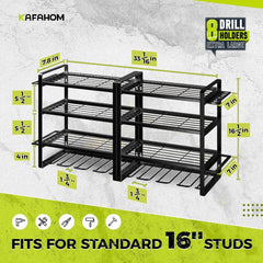 Power Tool Organizer, 8 Drill Racks Wall Mounted, 4 Tier Garage Tool Organizer 07FC0E-D4 - KOEEK