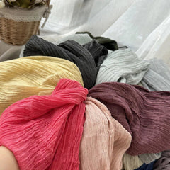 Solid Colors Cotton Scarves Shawls Wrap Men Unisex Wrinkle Large Scarf 200*100cm 07FC0E-D4 - KOEEK
