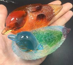 Pair Love Happiness Feng Shui Decor Chinese Liu Li Crystal Mandarin Ducks Statue 07FC0E-D4 - KOEEK