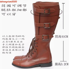WWII US Military Cavalry Hoplite Retro Long Boots Cowhide Tactical Army Shoes 07FC0E-D4 - KOEEK