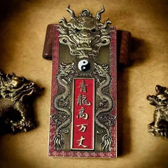 12cm Copper Handcarved Green Dragon Gaowanzhang Eight Trigrams Amulet Pendant 07FC0E-D4 - KOEEK