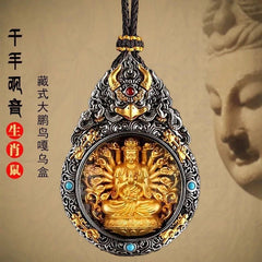 Jambhala Ksitigarbha Samantabhadra Tibetan Gilded Copper Pendant Zodiac Amulet 07FC0E-D4 - KOEEK