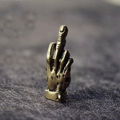 Brass Hand Middle Finger Up Keychain Pendant Trinket Hanging Jewelry Ornament 07FC0E-D4 - KOEEK