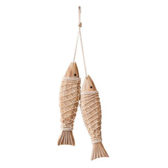 Mediterranean Rustic Wooden Fish Wall Hanging Carved Large Decor Ornament 07FC0E-D4 - KOEEK