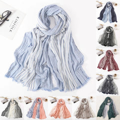 Men's Scarf Striped Cotton Blend Shawls Pleated Scarves Unisex Scarf Warm Wraps 07FC0E-D4 - KOEEK