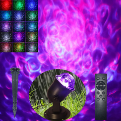 Christmas Halloween Outdoor Projector Lights, 15 Colors Water Wave Ocean Effect 07FC0E-D4 - KOEEK
