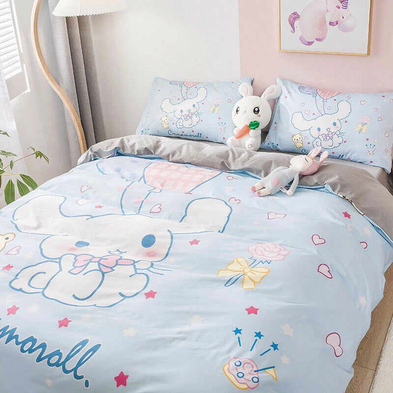 Cinnamoroll Cotton Bedding Set Sheet Quilt Cover Duvet Covers Sheet Pillow Case 07FC0E-D4 - KOEEK