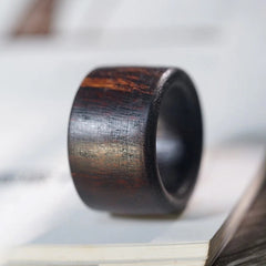 Myanmar Chenxiang Wood Thumb Ring Band Unisex Handheld Worry Ring 07FC0E-D4 - KOEEK