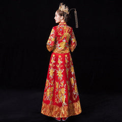 Chinese Hanfu Traditional Costume Wedding Bridal Dress Women Phoenix Embroidery 07FC0E-D4 - KOEEK