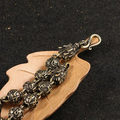 Six Word Mantra Bead Zodiac Dragon Bracelet Buddha Charm Aged Brass Jewelry 07FC0E-D4 - KOEEK