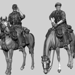 1/35 Resin Model Kit European Cavalry 2 Figures And Horse Unassembled Unpainted 07FC0E-D4 - KOEEK