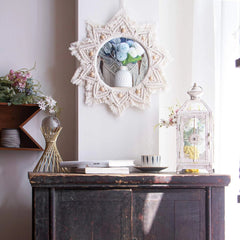 Boho Wall Decor Mirror Circle Hanging Mirror for Bedroom Living Room Home Decor 07FC0E-D4 - KOEEK