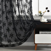 Black lace curtains, size: 52 inches × 72 inches, 2 pieces in total. 07FC0E-D4 - KOEEK