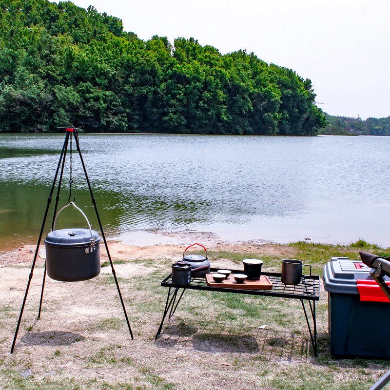 Outdoor Camping Pot Campfire Tripod Camping Stove Cooker Hanging Pot Rack 07FC0E-D4 - KOEEK
