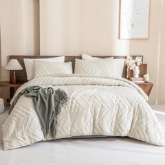 King Size Beige Comforter Set, Bohemian Cream, 3 Piece Set 07FC0E-D4 - KOEEK