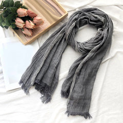 Cotton Linen Men's Scarf Autumn Winter Striped Tassel Scarves Shawl Wrap Unisex 07FC0E-D4 - KOEEK