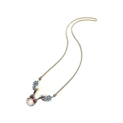 Silver Plated Ruyi Lotus Necklace Vintage Epoxy Craft Chinese Style 07FC0E-D4 - KOEEK