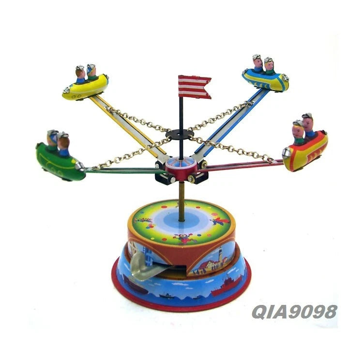 Hand-Made Rotating Amusement Spaceship Wind-up Tin Toy Decoration Collection 07FC0E-D4 - KOEEK