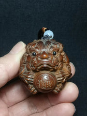 1919 Collectable Japanese Boxwood Hand Carved Lion Figure Statue Netsuke Gift 07FC0E-D4 - KOEEK