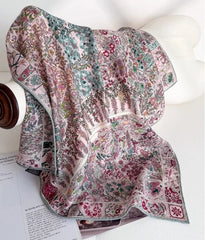70% Cashmere 30% Silk Bandana 65X65cm Scarf Shawl floral Print Neckerchief wrap 07FC0E-D4 - KOEEK