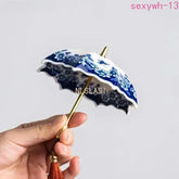 Blue and White Porcelain Tea Strainer Ceramic Tea Filter Umbrella Shape Teaware 07FC0E-D4 - KOEEK