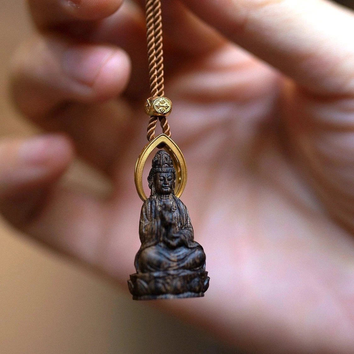 Copper Samantabhadra Bodhisattva Guanyin Pendant Necklace Vintage Style 07FC0E-D4 - KOEEK