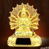 12cm Thousand-Hand Guanyin Alloy Solar Buddha Prayer Car Decor Supplies 07FC0E-D4 - KOEEK