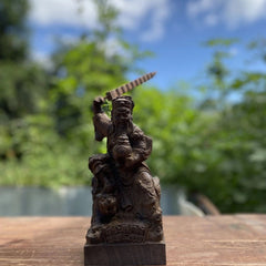 19x9cm Zhao Gongming Wealth God Agarwood Wood Carving Figurine Feng Shui Decor 07FC0E-D4 - KOEEK