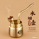 Brass Fu Pattern Cylinder Hookah Water Pipe Detachable Filter Tobacco Pipe 07FC0E-D4 - KOEEK