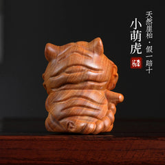 Little Tiger Desktop Decorative Artwork - Animal Zodiac Tiger Cute Wood Carving 07FC0E-D4 - KOEEK