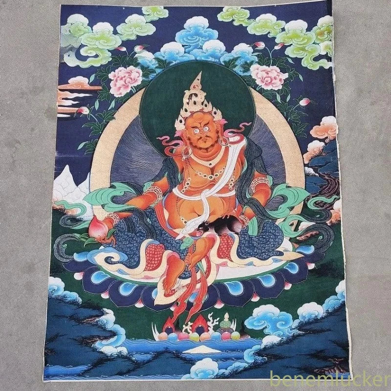 36" King of Treasures Brocade Tibetn Tangka Embroidery Hanging Painting Ornament 07FC0E-D4 - KOEEK